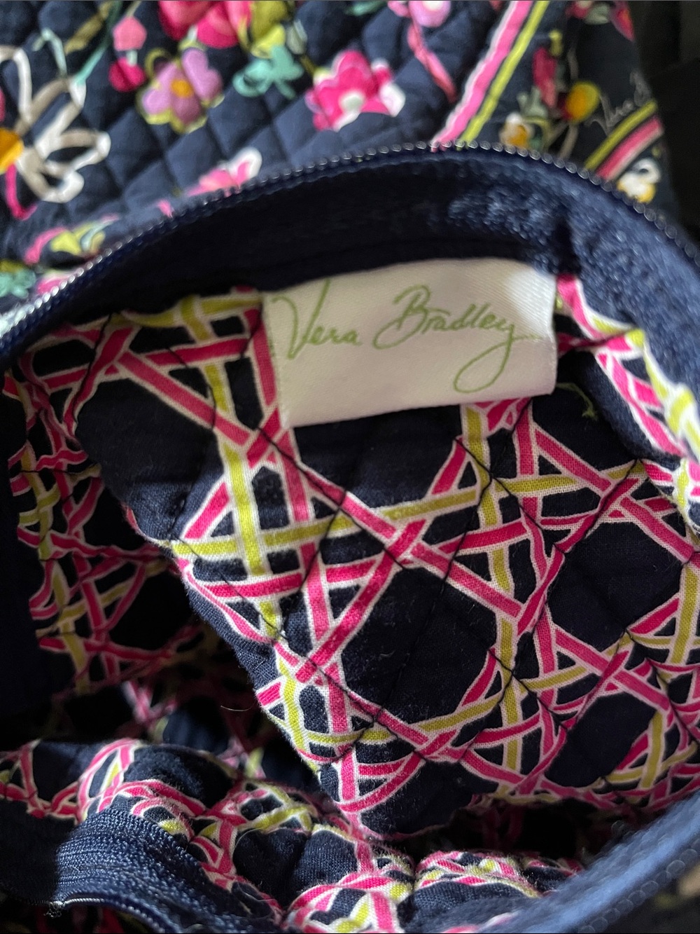 Vera Bradley Quilted Floral Duffel Bag - Navy Pink - Picture 2 of 5